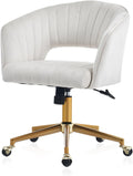 Beige Velvet Office Chair 360 Degree Swivel Home Office