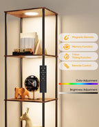 5-Tier Display Shelf Floor Lamp With RGBW Lights — Brown