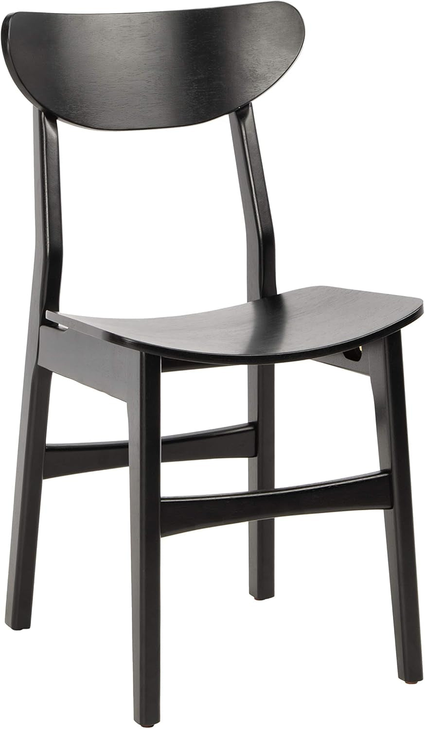 Retro Black Wood Dining Chair Set Of 2 For Home Dining