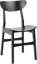 Retro Black Wood Dining Chair Set Of 2 For Home Dining