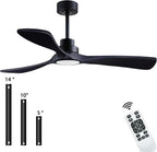 52 Inch Wood Ceiling Fan With Remote And Light Kit Black