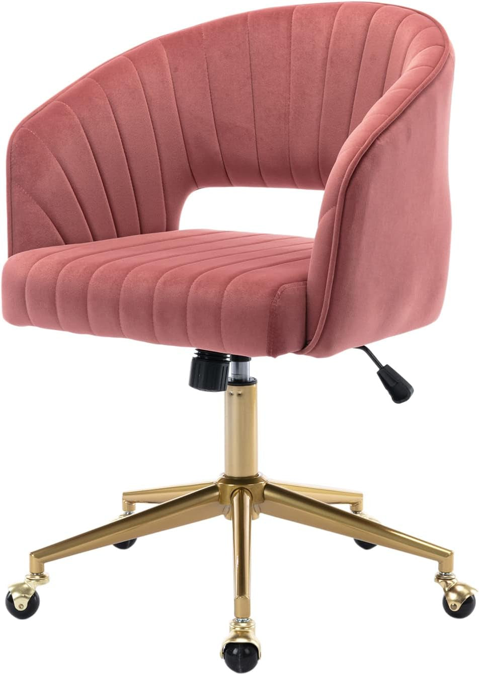 Rose Velvet Office Desk Chair With Ergonomic Design And Swivel Wheels