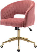 Rose Velvet Office Desk Chair With Ergonomic Design And Swivel Wheels