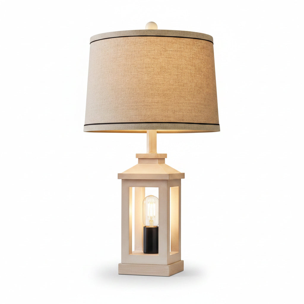 White Farmhouse Table Lamp Set With Dimmable Touch Control