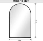 Black Arched Wall Mirror 42x24 Inches With Iron Frame