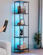 Display Shelf Floor Lamp With RGBW Light And Black Finish