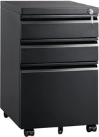 Compact Black Mobile Filing Cabinet Lockable With Drawers