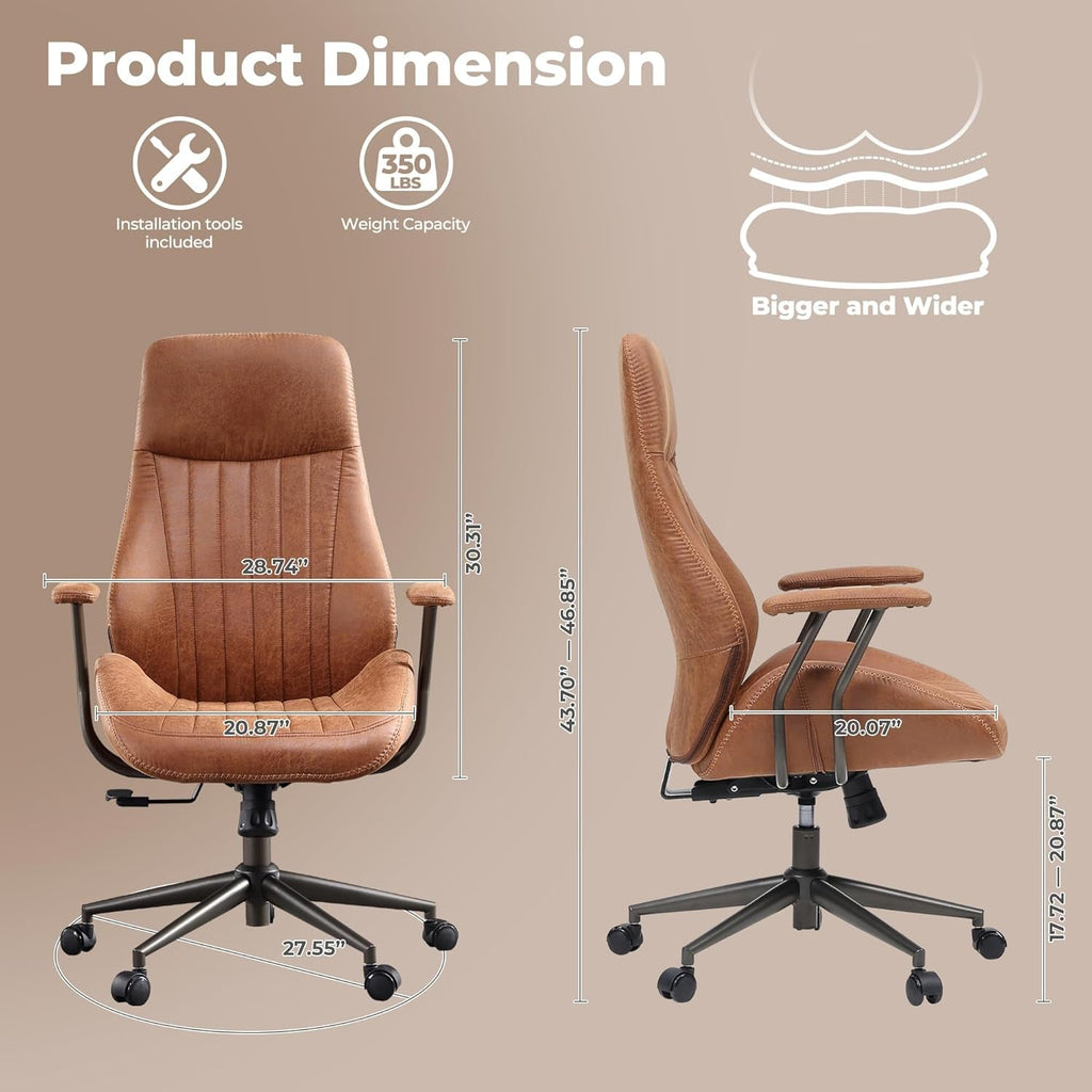Ergonomic Mid Century Leather Office Chair