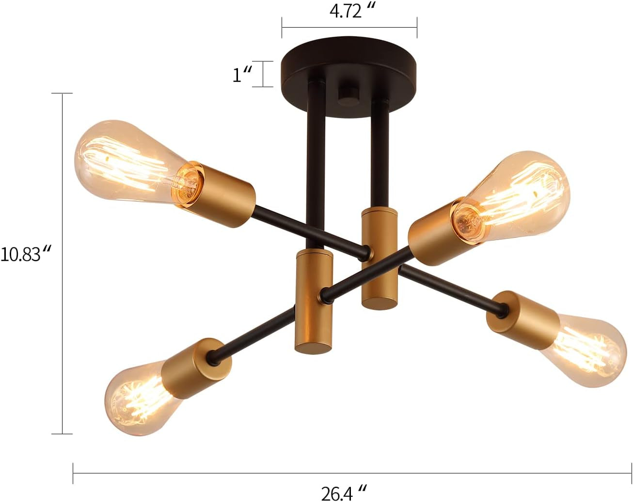 Black Gold Sputnik Chandelier Ceiling Light Modern