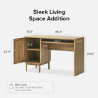 Adjustable Rattan Desk With Hidden Storage And Shelves