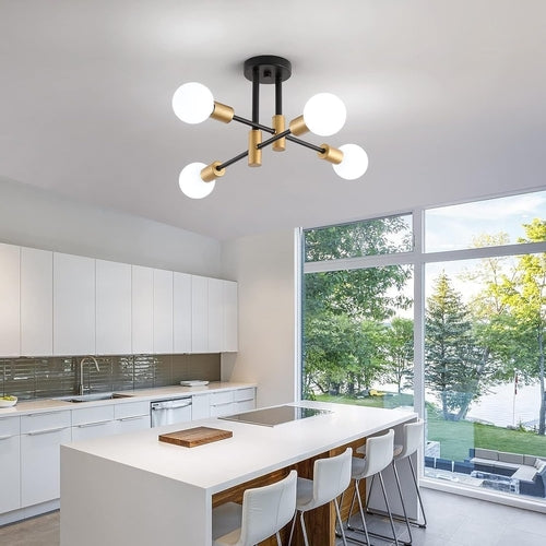 Black Gold Sputnik Chandelier Ceiling Light Modern
