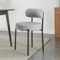 Round Boucle Dining Chair — Grey With Black Legs
