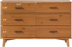 Walker Edision 6-Drawer Dresser In Solid Pine Wood With Metal Handles