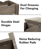 Farmhouse Slim End Table With USB Charging Station