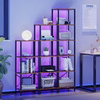 6-Tier Bookshelf With LED Lights — Rustic Brown