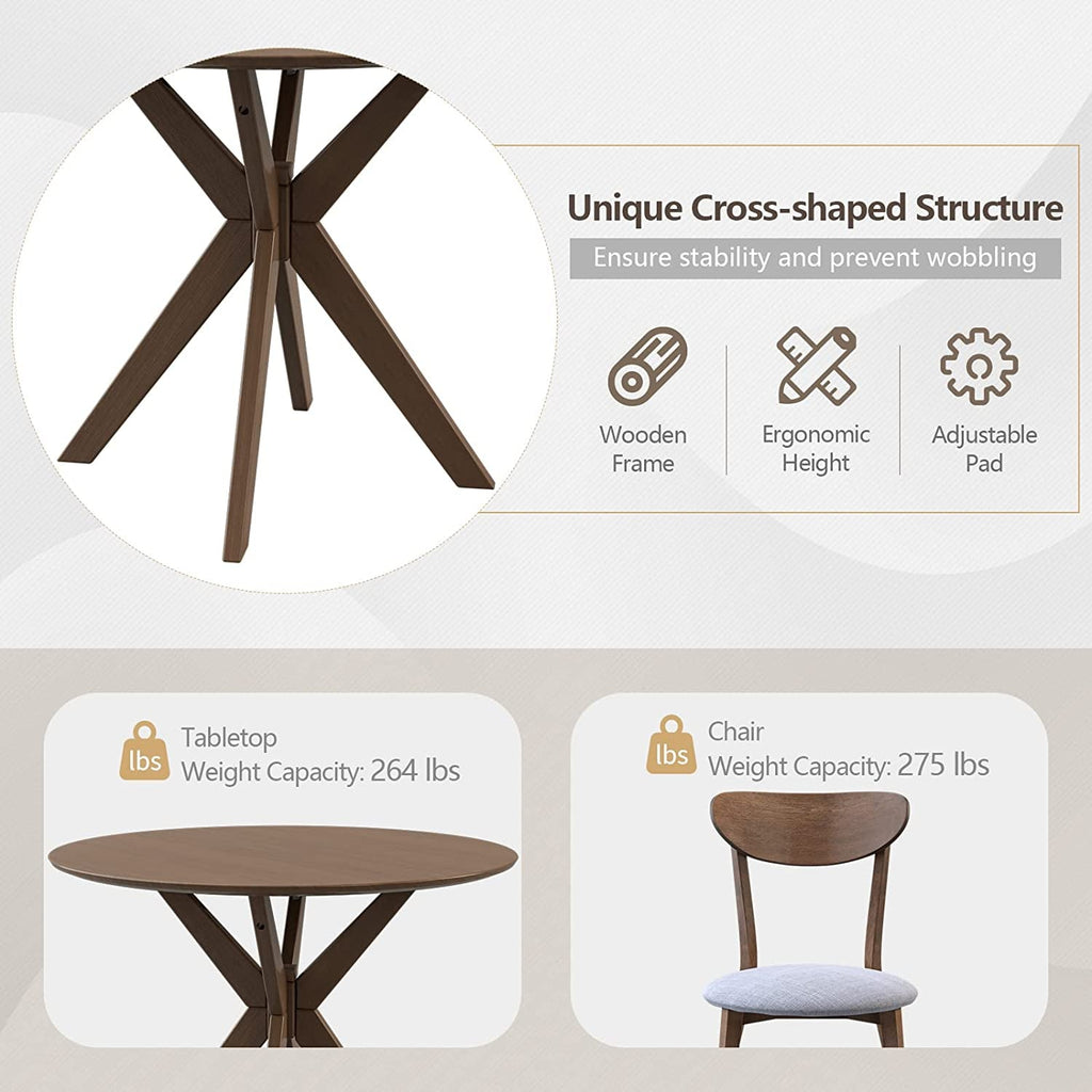 Round Dining Table Set 36 Inch With Cushioned Chairs