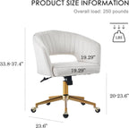 Beige Velvet Office Chair 360 Degree Swivel Home Office