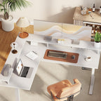 Electric L Shaped Standing Desk 59 Inch With Power Outlets