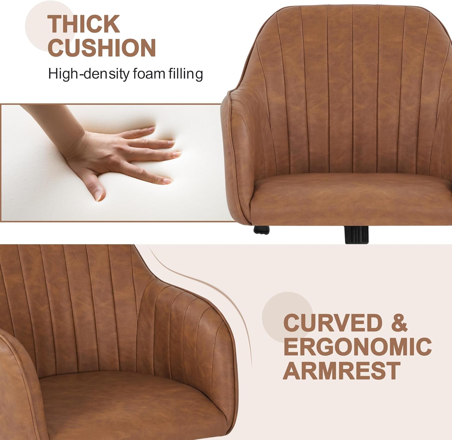 Brown Ergonomic Chair With Adjustable Height