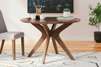 Traditional Round Dining Table Seats 4 Brown Finish