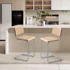 Rattan Bar Stools Set Of 4 24 Inch Yellow For Home