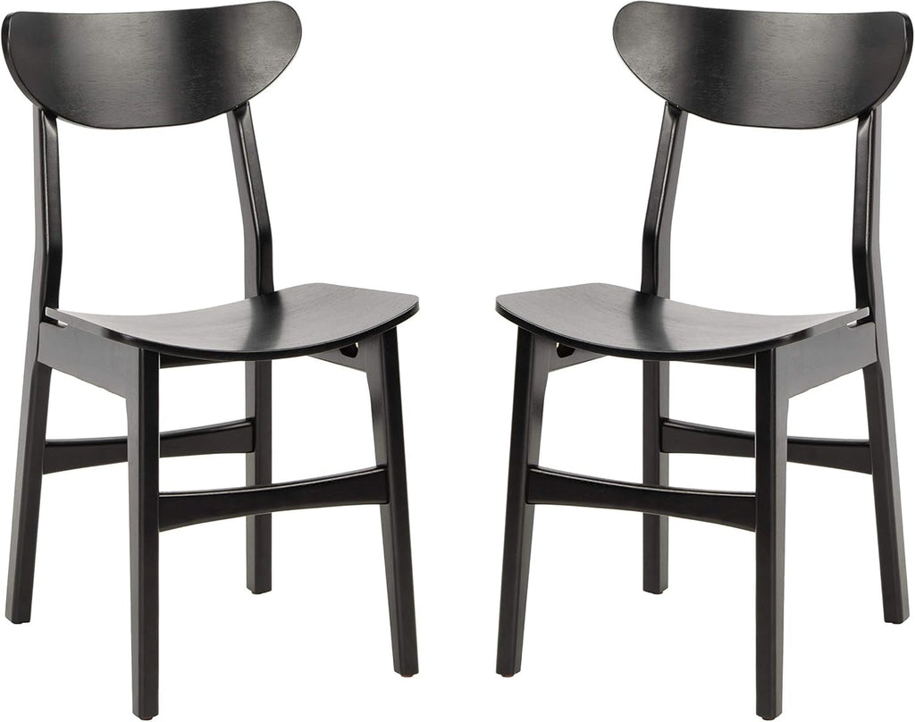 Retro Black Wood Dining Chair Set Of 2 For Home Dining