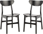 Retro Black Wood Dining Chair Set Of 2 For Home Dining