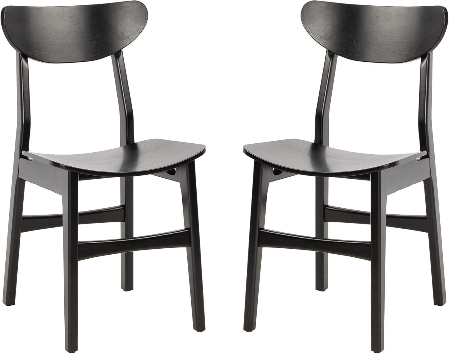 Retro Black Wood Dining Chair Set Of 2 For Home Dining