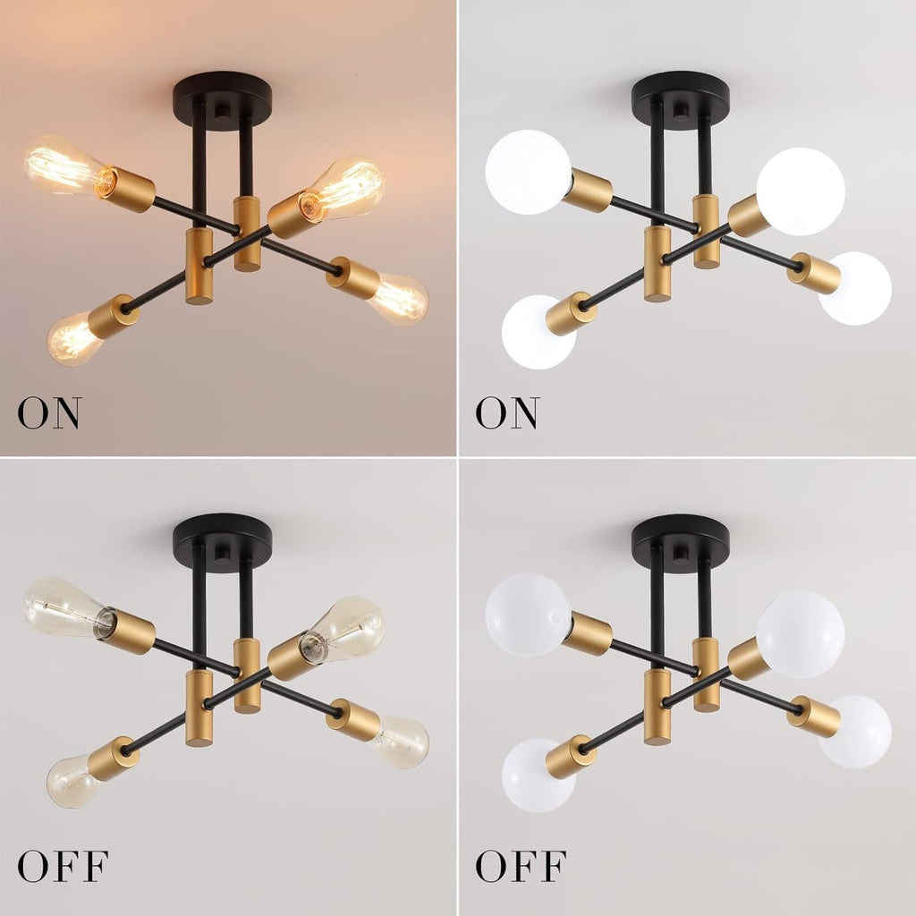 Black Gold Sputnik Chandelier Ceiling Light Modern