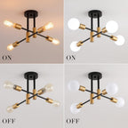 Black Gold Sputnik Chandelier Ceiling Light Modern