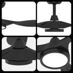 52 Inch Black Ceiling Fan With Remote And Light DC Motor