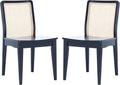 Dining Chairs Set Of 2 Black Natural Rattan Back For Dining Room
