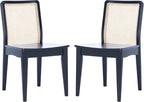 Dining Chairs Set Of 2 Black Natural Rattan Back For Dining Room