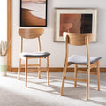 Natural Wood Dining Chairs With Grey Cushions — Set of 2