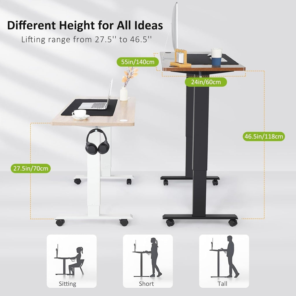 Electric Standing Desk 55x24 Inches Brown Height Adjustable