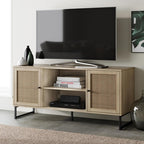 Mina Modern TV Stand With Storage Doors Oak Finish