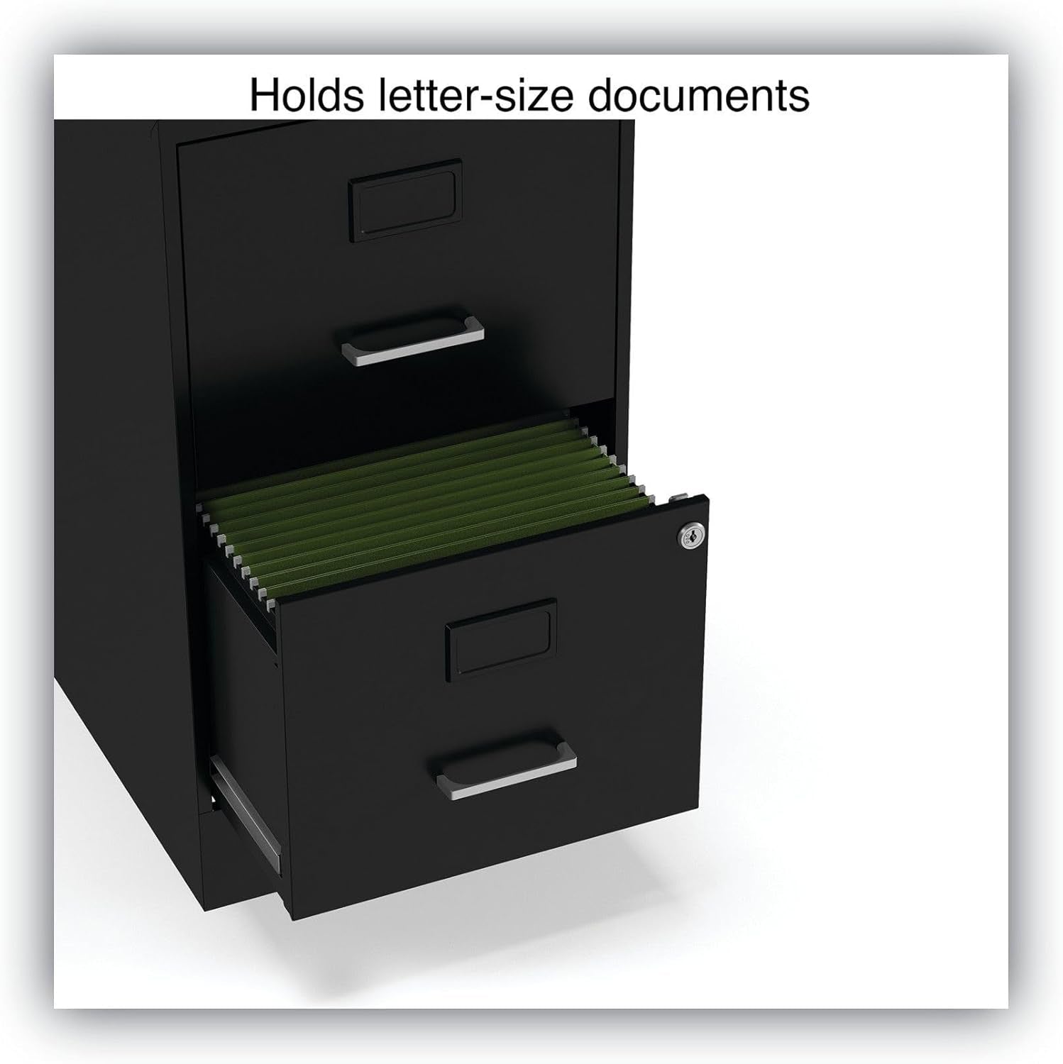 Soho Two Drawer Vertical Letter File Cabinet Black With Key Lock 14 x