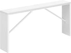 62.2-Inch Industrial White Console Table With Metal Frame