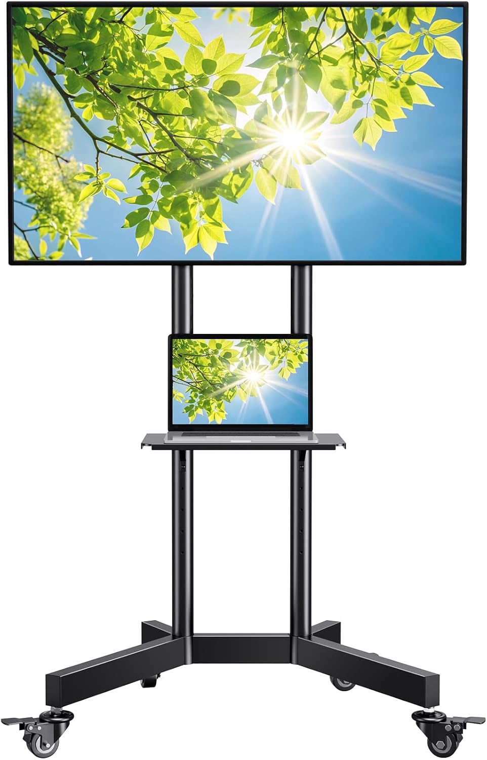 Rolling TV Stand For 32 To 85 Inch TVs Height Adjustable