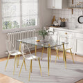 Glass Dining Table — 51 Inch Tempered Glass With Gold Legs