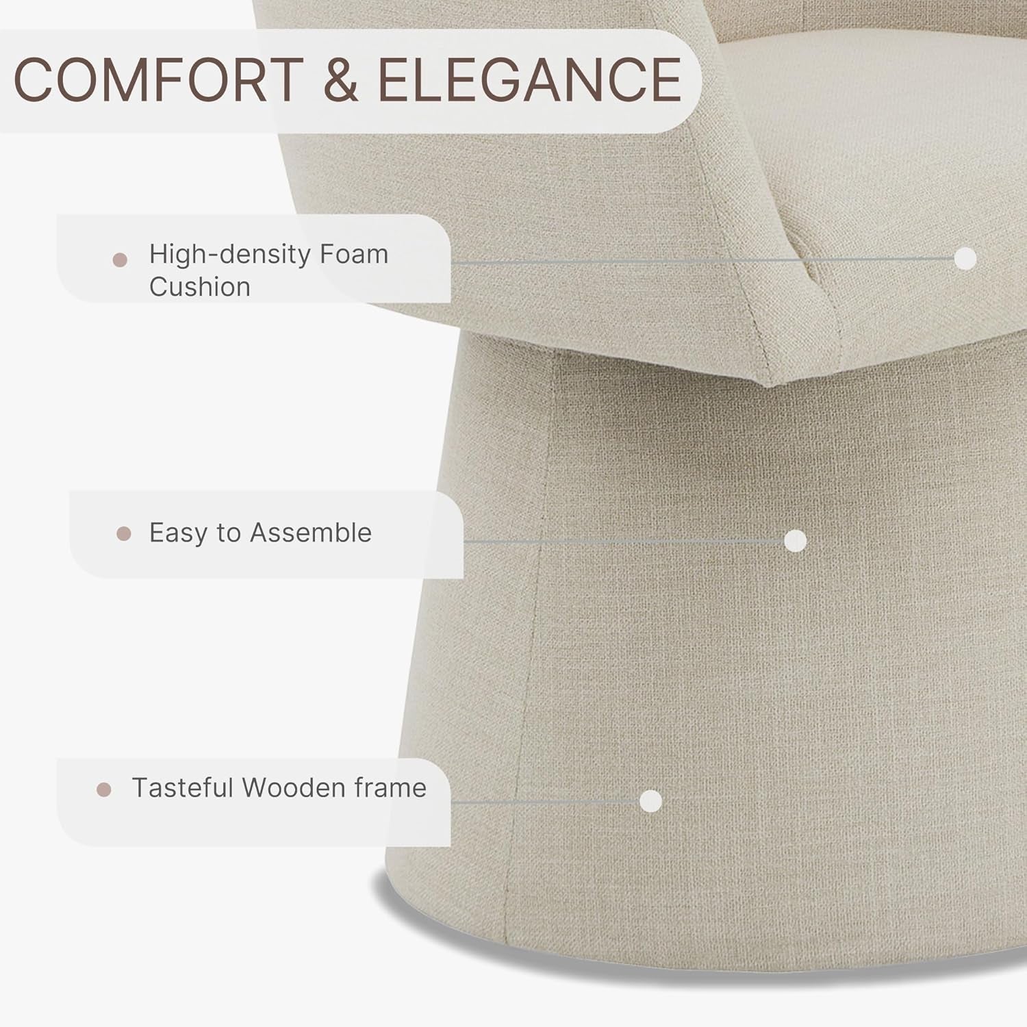 360 Degree Modern Swivel Linen Dining Chairs Set Of 4