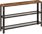 Rustic Console Table 47.25 Inch Long With Mesh Shelves