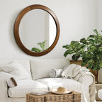 Walnut Rustic Wooden Wall Mirror — Bedroom Decor