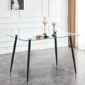 51 Inch Glass Dining Table For 4 With Tempered Glass Top