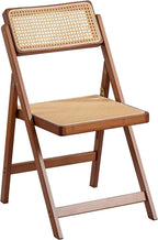 Rattan Folding Chair Walnut Finish Indoor Outdoor Dining