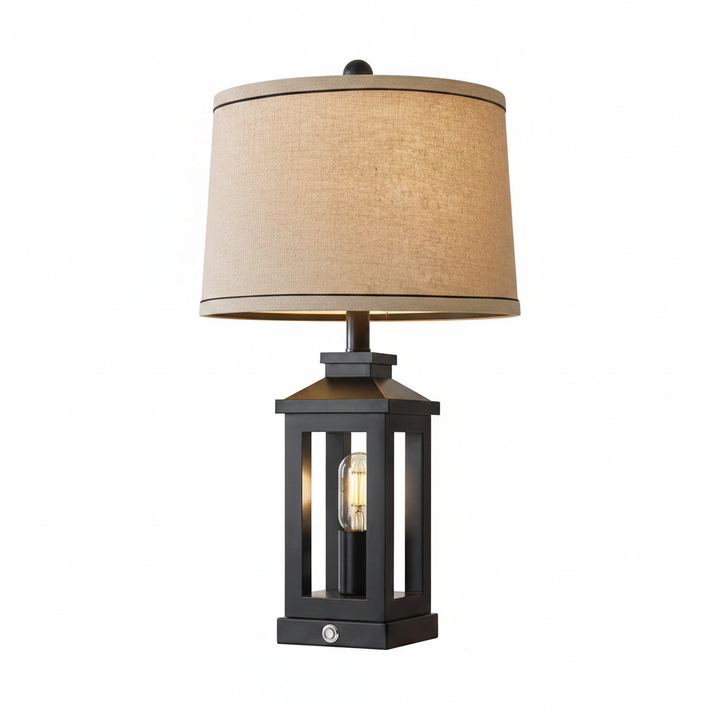 Retro Black Table Lamps Set With Touch Control And USB Ports