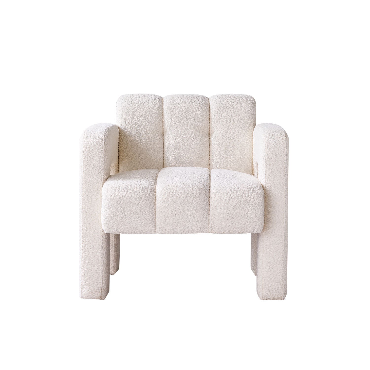 Contemporary Wide Boucle Upholstered Accent Chair - Modern Seating Furniture-4