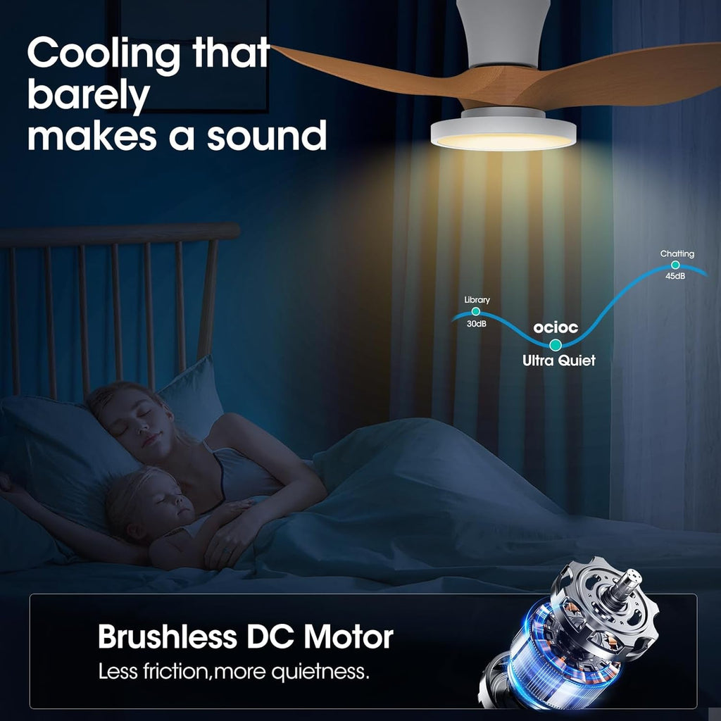 32 Inch Quiet Ceiling Fan With LED Light – Remote Control