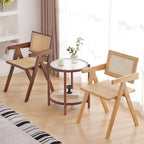 Walnut Rattan Dining Chairs Set Of 2 Ergonomic Back