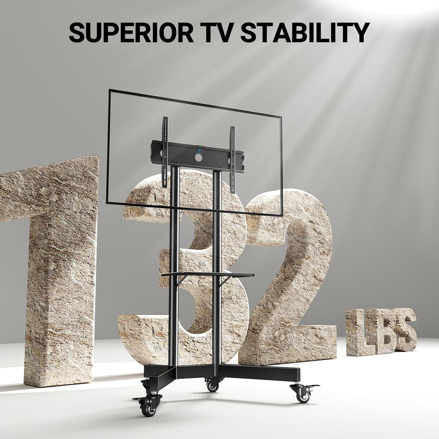 Rolling TV Stand For 32 To 85 Inch TVs Height Adjustable